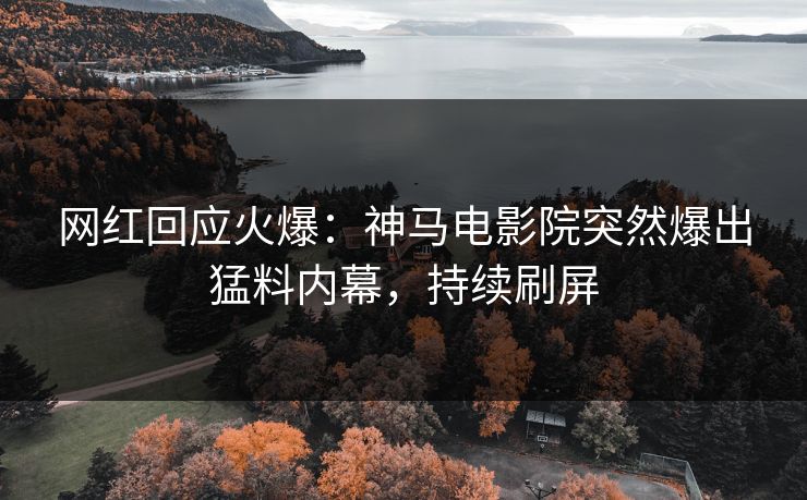 网红回应火爆：神马电影院突然爆出猛料内幕，持续刷屏