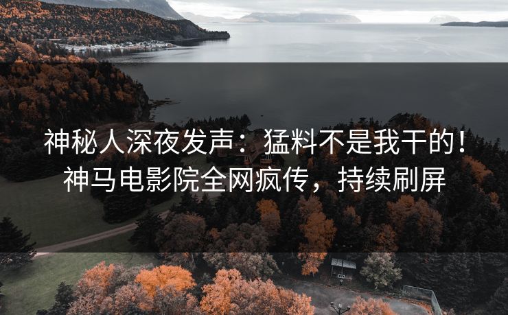 神秘人深夜发声：猛料不是我干的！神马电影院全网疯传，持续刷屏